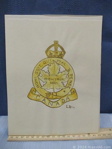 MaxSold Auction: This online auction features vintage military plaques, cap badge artwork, cap badges, military patches, military books, vintage military toys, antique tobacco silks, Canadian trade badges and much more!   nLot numbers are 5 digits. nn