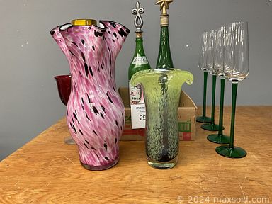 MaxSold Auction: This online auction features magazines, Vintage signs, map collection, glassware, Button/pin collection, Asian collection, Lithograph, Limoges tea cups and plates, Murano vases, Ashtray collection, Garden decor,  kitchenware, crocks, electronics, Vintage glass display case, Vintage wooden boxes, posters, records, bookcase, World War II original framed advertisements, Vintage electronics, clothing, shelving units, Haggerty silver candelabra, Vintage lamps, secretary desk, toys, Schwinn typhoon bike, frames, skis, Asian mirrors and much more!