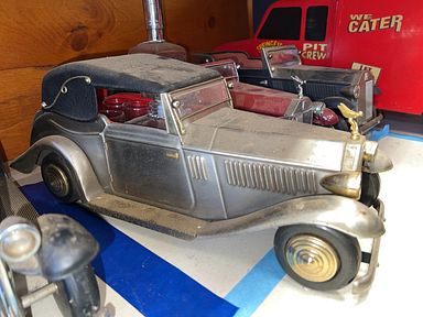 MaxSold Auction: This online auction includes Rolls Royce decanters, train models, decor and ephemera, books, diecast John Deere tractor, Ford reproductions and other vehicles, playbills, frames, servingware, office storage, supplies, antique check writer, Paymaster, wall art, tools, hardware, vintage cans, brassware, silverplate, vintage flashlights, antique phones, microscopes, Wedgwood and other china, vintage Morse Code, tools, hardware, antique yarn spinner, porthole and many more!