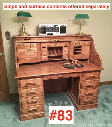 MaxSold Auction: This online auction features tools, vintage Underwood typewriter, lighting fixtures, Dinky toys, vintage music, electronics, Nordictrack elliptical, weight lifting bench, brass scales, antique family bible, wall art, small kitchen appliances, kitchenware, banker\\\'s lamps, grandfather clock, Royal Winton, furniture such as a Krug furniture china cabinet, dining table set, tables, Queen-sized bed frame, dresser, tables, patio furniture, console table, rolltop desk, Kroehler swivel chair, Palliser wall unit, vintage rattan furniture and much more!