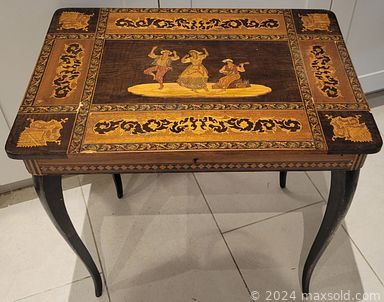 MaxSold Auction: This online auction features vintage fine china, vintage hat pins, new cosmetics, new patio chair cushions, vintage side chair, marquetry table, costume jewelry, glassware, art glass and much more!