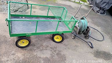 MaxSold Auction: This online auction features furniture such as dressers, bedframe, chairs, bench, shelving units, folding table, outdoor aluminum table set, rattan furniture, kitchenette table, bunk beds, leather side chair, grandfather piano and others, Rose, Lenox, Corning ware and other china, Tiffin stemware, silverplate, kitchenware, small kitchen appliances, posters, cow planters, African masks, books, pottery, decor, outdoor planters, rolling cart, gardening supplies, home health aids, Madame Alexander dolls, tools and much more!