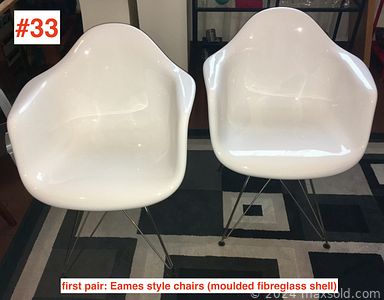 MaxSold Auction: This online auction features furniture such as fiberglass shell chairs, Modernist dining table, MCM teak chairs, Danish MCM teak wall unit and others, Rosenthal and other vases, Wedgwood dinner service, Jasperware, wall art, MCM serving ware, lamps, vintage tribal masks, Kosta Boda, wool blankets, kitchenware, Scandinavian pottery, vintage Toleware, Bodum espresso set, vintage flatware and much more!