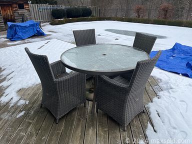 MaxSold Auction: This online auction includes a U-shaped desk, side tables, stacking chairs, swivel chair, vintage telephone table, bentwood rocking chair, recliner, highboy, nightstands, folding table, retro sofa bed, hutch, sewing machine and others, wall mirror, home health aids, wall art, vases, decor, kitchenware, shop vac, golf items, tools, hardware, clothing, accessories, Honda lawnmower, Weber BBQ grill, jewelry, accessories, silverplate, linens, china and much more!