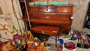 MaxSold Auction: This online auction includes furniture such as dressers, chairs, curio cabinet, patio set, entertainment cabinet, wardrobe, toy box, sideboard, dining room table set, shelving units, desk and others, Royal Albert and other china, kitchenware, small kitchen appliances, wall art, books, VHS, electronics, clothing, shoes, accessories, exercise equipment, cat decor, seasonal decor, linens, stuffed animals, board games, office supplies, ephemera, power tools, hand tools, hardware, planters, piano and many more!