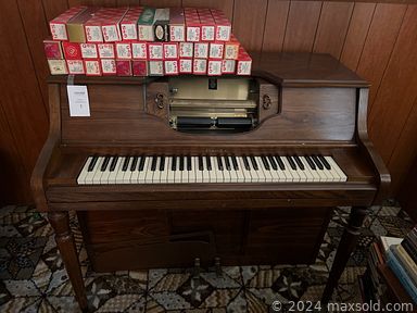 MaxSold Auction: This online auction features player piano, office supplies, kimonos, costume jewelry, watches, dolls, garden art, hand tools, rolling workbench, leather jackets, sewing machine, toys, fabric, hats, and much more!