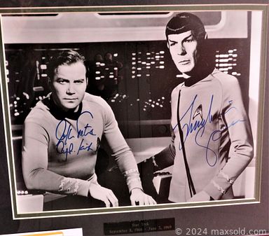 MaxSold Auction: This auction features Rare STAR TREK B&W Captain Kirk / Spock signed Framed Photo, Autographed APOLLO 16 Moon, US Air Force X-15 Pilot & Gemini 6 & 7 Rendezvous, NIB DOLLS Dynasty, Dolly Dingle, Christmas, Easter, Mother's Day Dolls, 1990's Thomas Kinkade COA Framed Art Prints, Vintage Boonton Ware dishes, Window Lock Hardware New Old Stock, Music Vinyl LP Records & Album Sets, Emerson Record 8-Track Player & Speakers, Cookware pans, Glasses, Craft Floral Wreaths, Christmas ornament lots, Antique Accordion & much more!