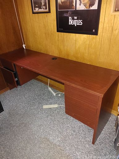 MaxSold Auction: This online auction includes furniture such as a wood and glass table, chairs, metal cabinet, office desk, bookcase, storage unit and others, vinyl records, wall art, camera gear, decorative plates, accessories, books, Brother copier, TV, turntable, hats, chests and more!