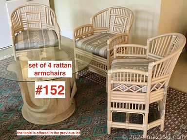 MaxSold Auction: This online auction features furniture such as a vintage Italian design sofa, Betty Cobonpue rattan coffee table, side table,Korean buffet chest, vintage rattan armchairs, bedframe, tables and others, books, Murano and other light fixtures, lamps, stepladders, garden decor, copper batik print blocks, Maastricht Holland dinnerware, vintage porcelain cups, Avon porcelain figures, terra cotta jardinieres, vintage Asian marionettes, baskets, Nespresso, kitchenware, Delft tiles, MCM lamp, antique opaline glass, wall art, lidded vase, candlesticks, pewter items, wool rugs, fiberglass row boat, pottery and much more!