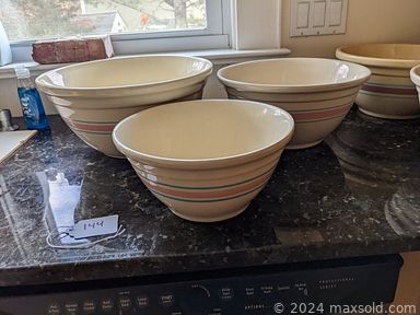 MaxSold Auction: This online auction features file storage cabinet, hotwheels, miniature porcelain plates, tv, office supplies, photocopier, paper cutter, watercolor, sewing machine and accessories, Hugo Meyer camera outfit, collectible stamps, cookie jars, stemware, cocktail tumblers, barware,  coffee mugs, kitchenware, framed nutting-style prints, chairs, commemorative decanter, gumball machine, Limoges plates, pottery bowls, McCoy pottery collection, collection of salt and pepper shakers, Murano-style glass flowers, pewter set, brass sculpture, trading cards, mantel clocks, wood Balinese mask, framed mirror, Ethan Allen black wingback chair, mid-century desk, candlesticks, glass decanters, signed Waterford vase, CDs, antique mahogany cabinet, jewelry box, artist tools,  Danbury mint cast replica of island, hotwheels, Rose Medallion style vase, oak book case, cameras, canon lens, comics, mid-century teak dresser, neckties, framed painting, framed photographs, record albums, mahogany  china closet, japan animal and historic figurines, carved ebonized wood figurines, cloisonne vase, cast iron figures, Thorens Swiss music boxes, Limoges tankard, European porcelain figurines, collection of miniature shoes, barometers, collection of clocks, toys, porcelain tea cup and saucer, puzzles, knick-knacks, Sebastian figurines, books, beer steins, antique bottles, tools, coin banks, library table, mid-century bookcase and much more.