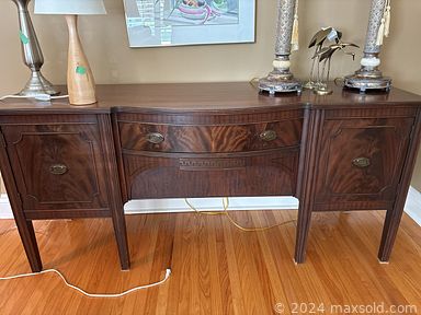 MaxSold Auction: This online auction includes furniture such as storage units, cabinets, sideboard, sofa, dresser, office chair, accent table and others, artworks, clothing, accessories, Rogers Brothers silverware, office items, vases, decor, rugs, Syroco mirror, Melamine dishware, dehumidifier, lamps, NordicTrack upright bike, books, CDs, Blue Mountain pottery, Limoges and other china, vintage binoculars, power washer, auto supplies, hand tools, yard tools and much more!