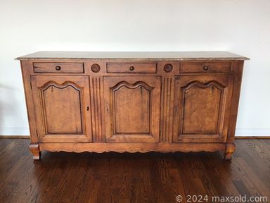 MaxSold Auction: This online auction features sideboard, area rug, mirrored cabinet, desk, framed wall art,  Ethan Allen armoire, vinyl records, electric wood stove, stereo receiver and much more!