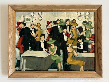 MaxSold Auction: This online auction includes original paintings, furniture such as a hallway table, dining table, barrister bookcase, chairs, storage cabinets, filing cabinets, tool chest, computer desk, recliner chair, swivel chairs, accent table, MCM side table, foot stools and others, milk glass lamps, garden tools, carving stones, stained glass pieces, Jobmate drill press and other tools, art supplies, vintage ephemera, accessories, sculptures, clothing and many more!