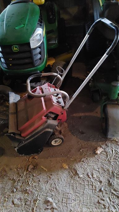 MaxSold Auction: This online auction includes furniture such as shelving units, bookcases, chairs, kitchen cabinets, entertainment cabinet, file cabinets and others, Housekeeper Deluxe, Pfaff and other sewing machines, sewing supplies, GE refrigerator, Okidata printer, antique tools, vacuums, cleaning supplies, gardening supplies, microwave, Sekonic camera, electronics, lamps, Depression glass, glassware, lamps, silverplate, John Deere tractor, snowblower, yard tools and much more!