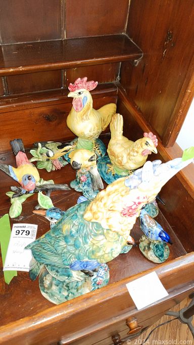 MaxSold Auction: This online auction features artwork, shelving units, tools, lamps, Spangl birds, figurines, silverplate, crystalware, metal sculpture, Asian artwork, antique sofa, table, rocker, outdoor wicker chairs and much more!
