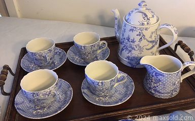 MaxSold Auction: This online auction includes silver plate serveware, vinyl albums, Vizio flatscreen, furniture such as Pennsylvania House hutch and dining room set, solid cherry dresser, and vintage wooden chair, and area rugs, Dansk dishware, Pier 1 decor, fine china, glassware, framed art, and more!