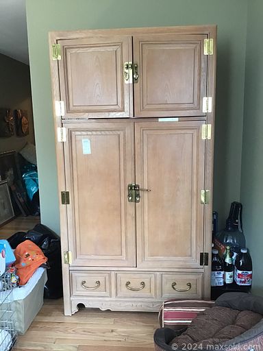 MaxSold Auction: This online auction features furniture such as a patio sectional set, wicker tables, Stanley armoire, California king bedframe, media stand, dinette set, cabinets, bookshelves, bench and more, electronics, cleaning supplies, solar lights, snowblowers, yard tools, kitchenware, small kitchen appliances, rugs and runners, decor, mirrors, shoes, accessories, dog supplies, plant stands, linens, vacuum cleaners, wall art, columns, baskets, Toro lawnmower and much more!