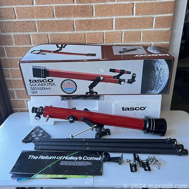 MaxSold Auction: This online auction features vintage jewelry, Tasco vintage telescope, Cuisinart bakeware pan, Acer computer, Blink cameras, bed rail, seasonal decor, Elmo slide projector, lamps, linens, Mikasa plates, glass block interior door and much more!