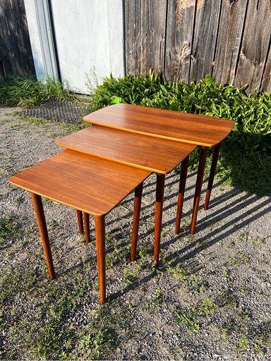 MaxSold Auction: This online auction includes furniture such as MCM teak display media unit, midcentury lamp, walnut dining table, midcentury walnut credenza, dining room chairs, teak nesting tables, bookcase and others, vintage salt and pepper shakers, Termocrisa milk glass mugs, ice cream lithographs, seasonal decor, Blendo cocktail pitcher, vintage mirror tiles, Melmac dishware, glassware, planters, baskets, vases, Syroco mirror, brassware, vintage rotary phones, Valencia glasses, Crown canning jars, Anchor Hocking, Fire King and other mugs, Campbell soup dolls, space age eyeball lamp, teak spice rack, vintage globe lights and much more!