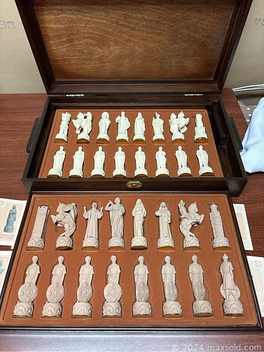 MaxSold Auction: This online auction includes furniture such as a teak shelving unit, folding desk, accent table, bench, outdoor furniture, side tables, bookcase, upholstered sofa, dresser, antique chest, Rowe sofa and others, Nautilus exercise bike, Sole treadmill, The Franklin Mint chess set, silverware, kitchenware, small kitchen appliances, rugs, linens, lamps, wall art, Canon printer, Alfred Meakin and other china, decorative Mother Goose plates, DVDs, electronics, lamps, garden tools and much more!