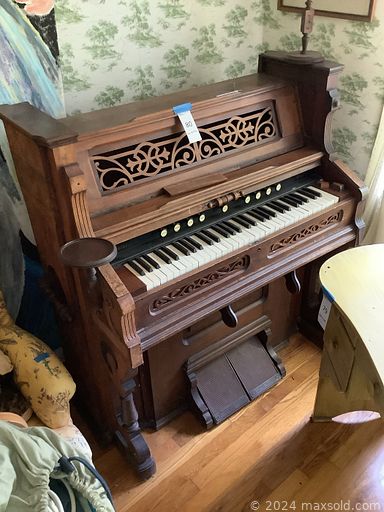 MaxSold Auction: This online auction includes furniture such as a china cabinet, tables, file cabinet, patio furniture set, wood dining table, bookcases, desk, dresser, sofa and others, books, vinyl records, ephemera, kitchenware, small kitchen appliances, plants, Goebel and other figures, decor, Wurlitzer organ lamps, art supplies, clothing, accessories, toys, electronics, seasonal decor, vintage cameras, projector screens, picnic set, bicycle, sports equipment and many more!