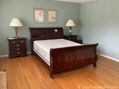 MaxSold Auction: This online auction includes crystalware, furniture such as Thomasville cherry collection sleigh bed, side tables, dining set and tallboy dresser, teak wall unit, couches, filing cabinets, and kitchen island, watercolour artwork, area rugs, costume jewelry, lamps, small kitchen appliances, Weber BBQ, glassware, Dell laptop, and much more!