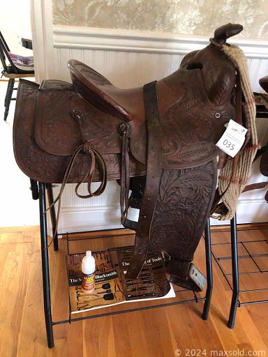 MaxSold Auction: This online auction features costume jewelry, tooled leather saddles, English saddles, uranium glass, vintage Disney puppets, board games, sleeper sofa, vintage fishing gear, small kitchen appliances, patio furniture, BBQ grill, office supplies, grandfather clock, wicker furniture, model trains, upright freezer, power tools, cabinet tools, rolling toolbox, hand tools, lawn tractors and much more!