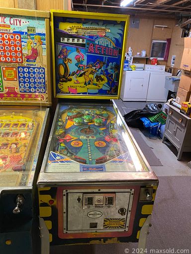 MaxSold Auction: This online auction features orthophonic player, area rug, vintage cabinet record player, coins, vintage reproduction cast iron banks, vintage bottles, art glass, depression glass, vintage tins, antique mantle clocks, antique chest of drawers, chair lift, vintage wind turbines, power & hand tools, antique pinball machines, antique slot machines, watches, and much, much, more!!!