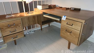 MaxSold Auction: This online auction features framed paintings, crystal ware with COA, sterling silver, 32” RCA TV, Amana refrigerator, furniture such as wall units, leather sofa and loveseat, antique coffee table, mid-century chairs, L-shaped desks, mid-century dresser and wood stools, lamps, Kenmore BBQ, small kitchen appliances, vinyl albums and much more!