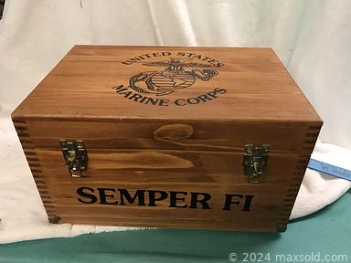 MaxSold Auction: This online auction features vintage signage, US Marines memorabilia, furniture such as live edge queen bed, This End Up couch and coffee table, reclining loveseat, lighted oak curio cabinet and Bassett armoire, yard tools, small kitchen appliances, power tools, HP printer and much more!