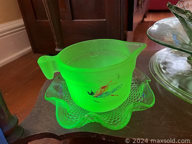 MaxSold Auction: This online auction includes furniture such as a reclining sofa, rocking chair, shelving units, pedestal table, sofa bed, vanity, vintage mahogany dresser, tables, desk, cabinets and others, Uranium glass, Lenox, Royal Worcester and other china, kitchenware, small kitchen appliances, tools, hardware, seasonal decor, kids toys, board games, books, electronics, vintage lamps, souvenirs, religious decor, rugs, office supplies, exercise equipment, cleaning tools and supplies, baskets, Cub Cadet riding mower, Troy-Bilt snowblower, yard tools, doors, frames, ladders, metal windmill and many more!