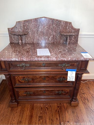 MaxSold Auction: This online auction features marble top chest, teacup/saucer sets, pottery jugs, crocks, caned chairs, hurricane lamps, small kitchen appliances, glass roosters, desk & office chair, custom window treatments, bedroom set, cameras & accessories, area rugs, fabric, ping pong table & accessories, and much more!