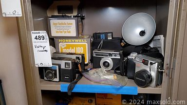 MaxSold Auction: This online auction features signed original acrylics and mixed media art, fine china, sterling silver, gardening supplies, furniture such as MCM style chairs, dining table, and MCM sofa, MCM barware, dishware, vinyl albums, easels, vintage cameras, books, art supplies and much more!