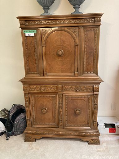 MaxSold Auction: This online auction features sterling silver, fine china, furniture such as Malcolm corner cabinet, vintage sofa, vintage dressers, Tomlinson dining room table with chairs, and armchairs, lamps, area rugs, framed art and much more!