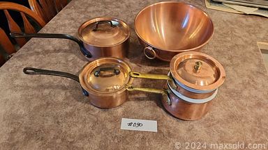 MaxSold Auction: This online auction features silver-plated lot, glassware, crystal ware, decanters, pots and pans, decorative plates, serving trays, pressure cooker, baking lot, Pyrex bowls, Noritake cream & sugar, bunny dishes, fine china cups & saucers, china cabinet, mason jars, projector, thermos, mannequins, vintage records, globe, BBQ, casserole dishes, cabinet, bookcase, pennies, books and much much more.