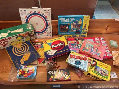 MaxSold Auction: This online auction features vintage phonograph, vintage trunk, board games, tall ship models, office supplies, ceramic crocks, antique dresser, vintage books & magazines, sewing notions, antique barrister bookcases, printer, area rugs, upright piano, vintage autoharp, grandfathers clock, yard tools, garden supplies, steins, hand tools, tin toys and much more!