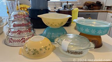 MaxSold Auction: This online auction includes furniture such as a Burl veneer wood hutch, Ethan Allen table and chair set, Stakmore folding chairs, lacquer chairs, wicker chairs, patio bench, cafe set, nightstands, dresser, rolltop desk, bedframe, sofa, loveseat, etagere and others, Conservatory violin, lamps, artworks, luggage, Dunhaven clock, kitchenware, small kitchen appliances, Lifestyler treadmill, Lionel train, office supplies, linens, clothing, accessories, vinyl records, garage tools, garden pots, Liberty floor safe and much more!