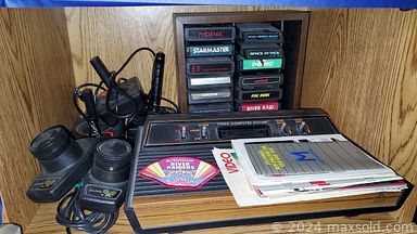 MaxSold Auction: This online auction features vintage range, barware, vintage unpainted ceramics, Atari game system, small kitchen appliances, exercise equipment, luggage set, sewing machine, vintage ceramic Christmas tree, vintage cast iron stove, power & hand tools, vintage chest of drawers, home healthcare, watches, crystal prism table lamps, women\'s clothes & shoes, TVs, curio cabinet, Stiffel lamps, refrigerator, canopy bed, Lenox swans, Asian style furniture and much more!