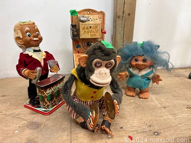 MaxSold Auction: This auction features  Books, VHS, Cameras, Turntables, LPs, Phones, Figurines, Salt & Pepper Sets, Punching Bag, Safe, Doll Houses, Toys, Lamps, Christmas Decor, Horseshoes, Tonka, Kitchenware, Barware,  Rocking Horses, Dolls, Shelving, Pyrex, Clothing, Cabinets, Sled, Disney Collectibles, Avon, Hardware, Office Supplies, Hats, Model Horses, Holiday Lights, Stuffed Toys  and much much more!