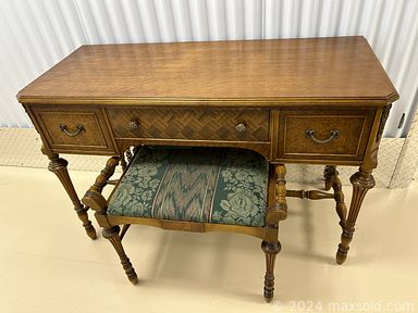 MaxSold Auction: This online auction includes furniture such as a vanity, desk, vintage cabinet, leather chairs, H-Krug chairs, La-Z Boy recliner, Thomasville end table, dining table, dining chairs and others, china, wall art, mirror and more!