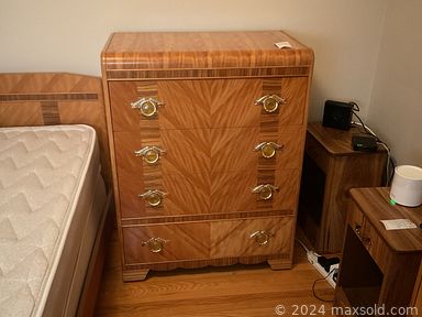 MaxSold Auction: This online auction includes furniture such as a Knetchel dining room hutch, dining room table with leaf, retro sectional, Formica table, kitchen chairs, folding chairs, vintage sideboard, MCM dresser, hutch, scalloped back sofa bed, vintage coffee table, storage cabinet, shelving units and others, kitchenware, small kitchen appliances, Noritake and other china, silver plated items, linens, sewing machine, clothing, accessories, vintage stuffed toys, luggage, copperware, chandeliers, Capodimonte, MCM art glass and other decor, home health aids, yard tools, hand tools, hardware, cleaning tools, books and many more!