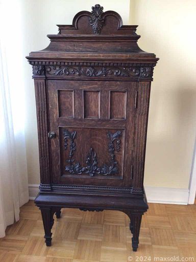 MaxSold Auction: This online auction features furniture such as vintage wood cabinet, vintage hardwood chairs, settees and hall stand, framed art, vintage lamps, glassware, Denby freezer, vintage decanters and much more!