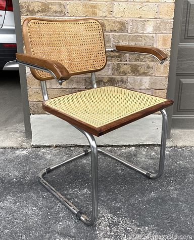 MaxSold Auction: This online auction features an MCM Marcel Breuer Cesca armchair, vintage TV trays, vintage Moorcroft, Rosenthal, Royal Doulton, Wedgwood and other china, silverplate, wall art, Leaf\'s memorabilia, signed sculptures, vintage Art Deco toaster, cut glass, vintage brass figurines, ceramics, vinyl records, vintage coffee grinder, vintage Pyrex and other kitchenware, lamps, vases, accessories, wall art, Shortland Smiths barometer, pewter shot glasses, vintage Syroco Brutalist mirror, MCM wire stereo stand and much more!