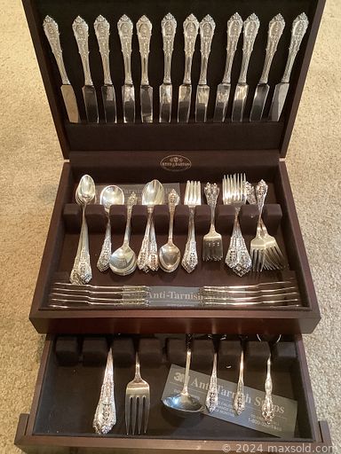 MaxSold Auction: This online auction includes sterling silver, 50” Samsung TV, original art, furniture such as Max Divani Italian leather sofa, Morganton dresser, twin beds, teak dining chairs, vintage tables, Ethan Allen wardrobe, and patio set, Stiffel lamps, collectibles such as TY Beanies, Lladro, Longaberger and music boxes, garden tools, exercise equipment, glassware, DVDs and much more!