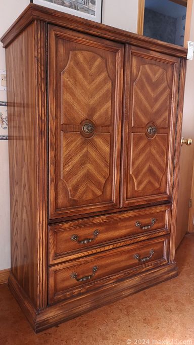 MaxSold Auction: This online auction features framed wall art, silverplate, instruments such as Wurlitzer piano, trumpet, flute and violin, Samsung TV,  furniture such as La-Z-Boy loveseat, end tables, secretary, Strathroy dresser, armoire, teak and tile table, and wingback chairs, lamps, dishware, handbags, board games, costume jewelry, albums and much more!