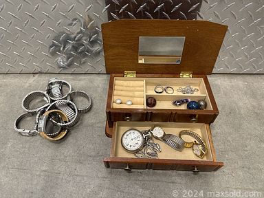 MaxSold Auction: This online auction includes a rattan coffee table, wicker love seat, baskets, 1930s Disney masks, wall art, air filter, elephant decor, jewelry box, beading supplies, wood carvings, glassware, shoes, ceramics, candles, robot vacuum, sewing machine and supplies, DVDs, kitchenware, small kitchen appliances, clothing, accessories, trading cards, hardware, rug and much more!