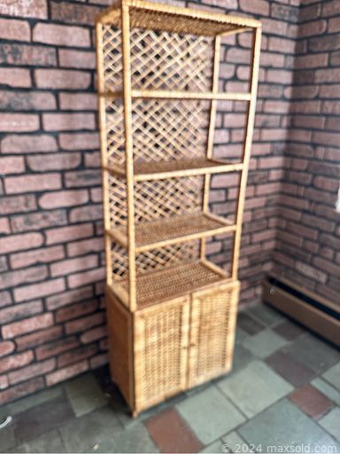 MaxSold Auction: This online auction features furniture such as an antique gate leg table, wicker shelf unit, MCM metal shelf unit, farmhouse painted washstand and others, vintage silverplate flatware, Brownie cameras, rotary telephone, vintage jewelry, seasonal decor, antique hurricane lamps, original watercolor, glass hurricane lamps, rugs, linens, MCM Regency stoneware, kitchenware, robot vacuum, fabrics, wall art, vintage Pyrex, dolls, jewelry and much more!