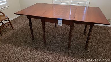 MaxSold Auction: This online auction includes Samsung TV, carousel horse, furniture such as utility shelves, dressers, cherry drop leaf table, antique chairs, sofas, end tables, two piece hutch and recliners, home decor, kitchenware, small appliances, and much more!