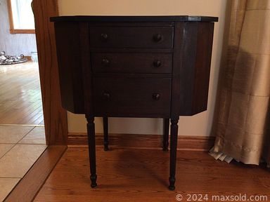 MaxSold Auction: This online auction features furniture such as cabinets, retro dining table set, tool chest, upholstered chair, desk, office chair, shelving units, patio set and others, street lamp, water pump decor and other outdoor ornaments, Egyptian art, knits, board games, books, wall art, Royal Doulton and Lladro figures, kitchenware, china, Singer sewing machine, costume jewelry, Saeco coffee maker, tools, tow trailer and much more!