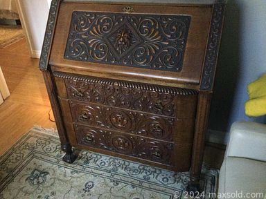 MaxSold Auction: This online auction features Hummel, Royal Albert, crystal ware, Belleek, vintage lamps, furniture such as Japanese carved writing desk, hall table, antique secretary and leather sofa, home decor, glassware, framed art and much more!